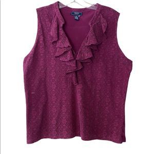 Chaps Womans Lace Sleeveless Top